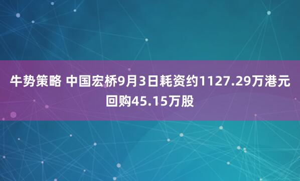 牛势策略 中国宏桥9月3日耗资约1127.29万港元回购45.15万股