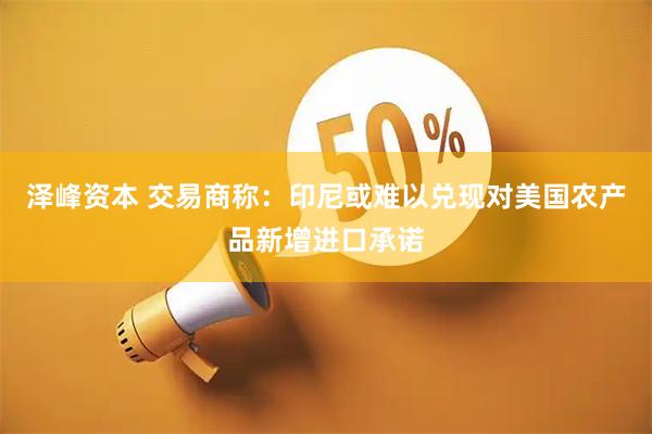 泽峰资本 交易商称：印尼或难以兑现对美国农产品新增进口承诺
